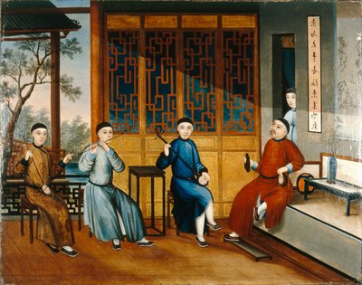 三人組の音楽隊 1800年頃 油彩・カンヴァス 作： Qing Dynasty Chinese School