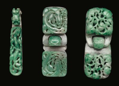 ジェダイトベルトフックとバックルのグループ 作： Qing Dynasty Chinese School