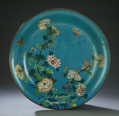 18世紀後半の大きな七宝焼きエナメル料理 作： Qing Dynasty Chinese School