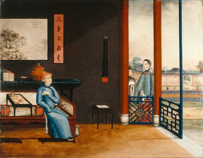 ベッドの上で読書する紳士 1800年頃 油彩・カンヴァス 作： Qing Dynasty Chinese School