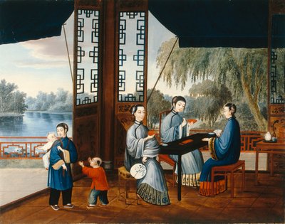 トランプをする女性たち 1800年頃 油彩・カンヴァス 作： Qing Dynasty Chinese School