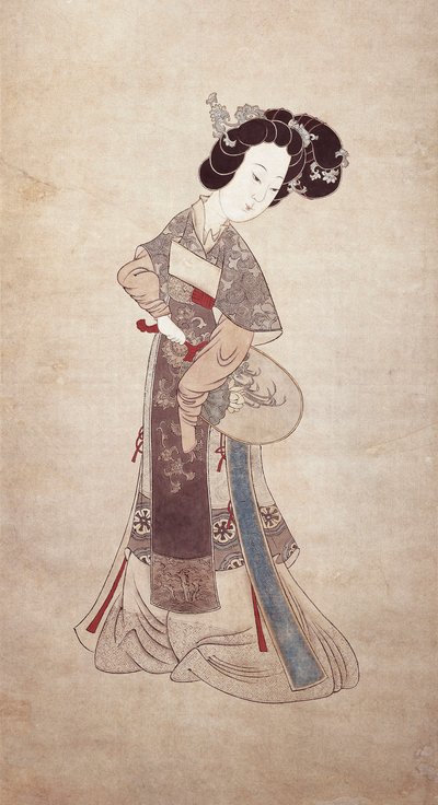中国の貴婦人」任卿作（絹本画 作： Qing Dynasty Chinese School