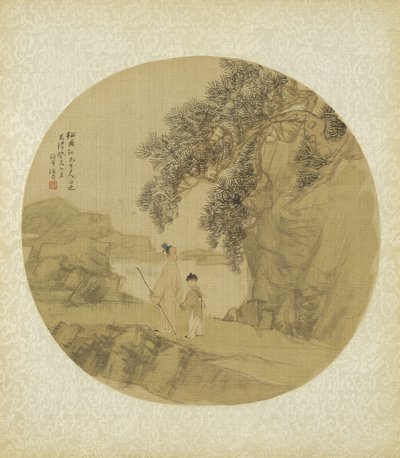 人物のいる風景、1883 作： Qing Dynasty Chinese School
