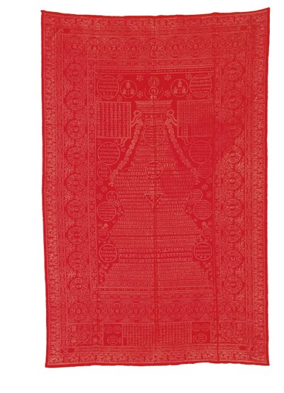 赤地のシルクブロケードカバー、清朝後期 作： Qing Dynasty Chinese School