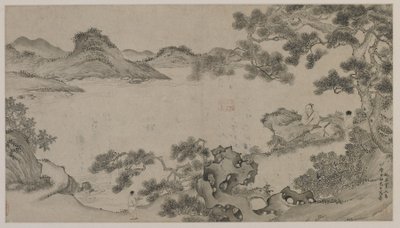 川の風景（紙にインク） 作： Qing Dynasty Chinese School