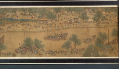 川の春祭り（詳細）、手巻き 作： Qing Dynasty Chinese School