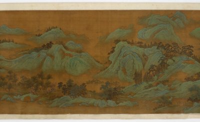 Springtime Mountains、1644-1911（シルクにインクとカラー） 作： Qing Dynasty Chinese School