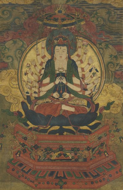 数千の武装した観音（絹にインク、色、金） 作： Qing Dynasty Chinese School