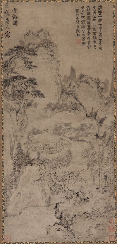 サンダークリーク（灰色の紙にインク） 作： Qing Dynasty Chinese School