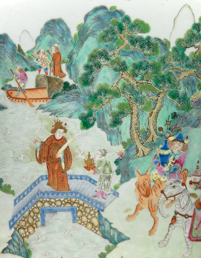 インペリアルファミールローズ花瓶（セラミック）のペアの1つからの詳細 作： Qing Dynasty   Jiaqing Period Chinese School