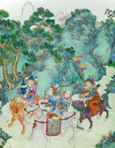 インペリアルファミールローズ花瓶（セラミック）のペアの1つからの詳細 作： Qing Dynasty   Jiaqing Period Chinese School