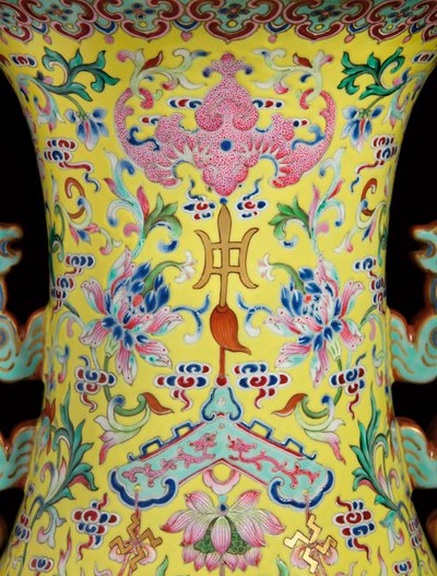 インペリアル・ファミーユ・ローズ・ベース（陶製）1対の詳細 作： Qing Dynasty   Jiaqing Period Chinese School