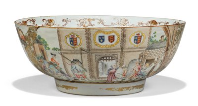 「カレーの門」パンチボウル、c.1750-55（磁器） 作： Qing Dynasty   Qianlong Period Chinese