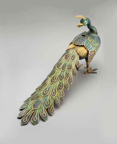 七宝焼の孔雀形の香炉 作： Qing Dynasty   Qianlong Period Chinese School