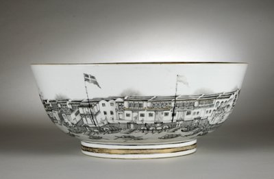 蔵や鴻が描かれたパンチボウル（広東・広州 作： Qing Dynasty   Qianlong Period Chinese School