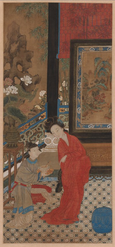 風呂を出る楊貴妃 作： Qing Dynasty Chinese School