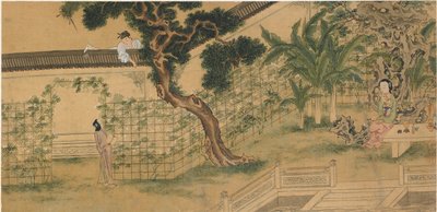 演劇「西の部屋のロマンス」のワンシーフ作、16世紀。 作： Qiu Ying