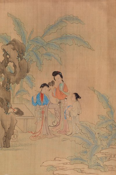 風景の中の 3 人の人物 作： Qiu Ying