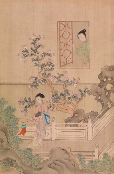 橋の上の女性 - 窓際の女性 作： Qiu Ying