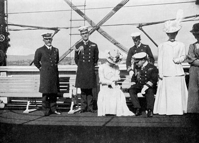 ロイヤルヨットのビクトリアとアルバート3世に乗船したクリスチャニアオスロ（ノルウェー）、1908年。 作： Queen Alexandra