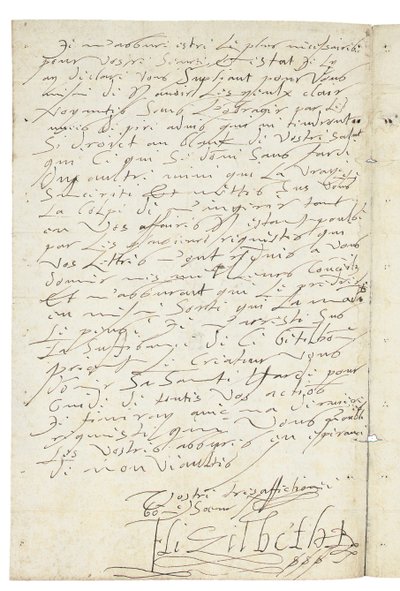 イングランドのエリザベス1世からフランスのアンリ4世へのフランス語の手紙、c.1596 作： Queen Elizabeth I of England and