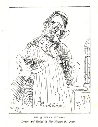 ビクトリアスの最初の娘、次に王女、3か月齢、彼女との最も早い写真 作： Queen Victoria