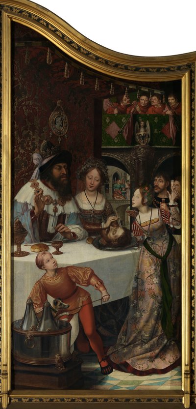 ジョイナーズギルドの祭壇画、左手パネル（パネルに油彩） 作： Quentin Massys or Matsys
