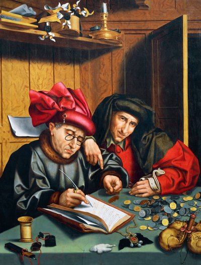 1515年頃の金貸し、Quinten Metsys（1466-1530）、オランダ 作： Quentin Massys or Matsys