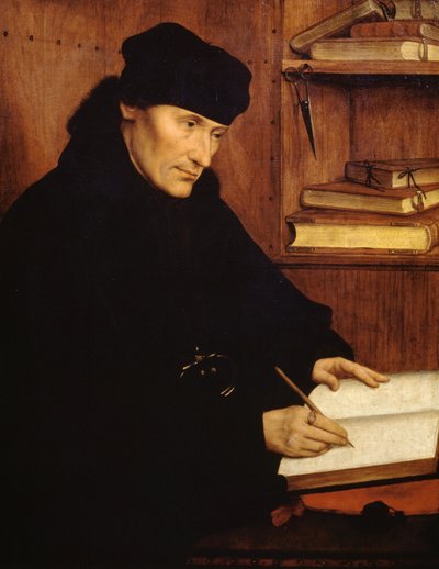 ロッテルダムのエラスムスの肖像 (1466-1469 - 1536)、オランダの神学者で人道主義者 作： Quentin Metsys