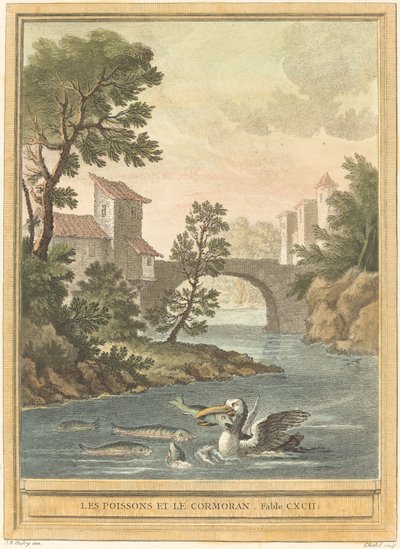 魚と鵜 作： Quentin Pierre Chedel after Jean Baptiste Oudry