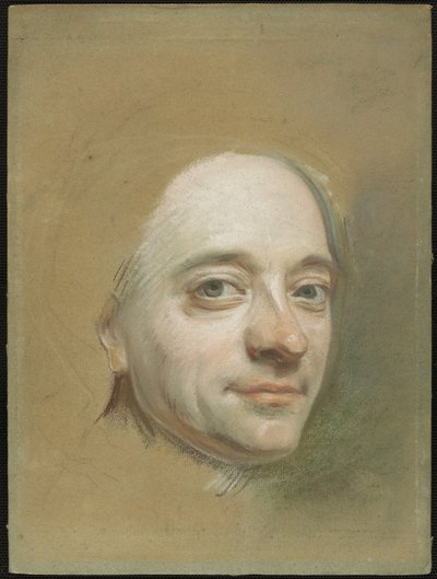 自画像、1737年頃（緑がかった黄褐色の紙にパステル） 作： Quentin de la Latour