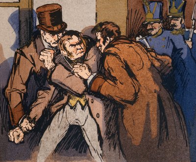「ヴァトリンの逮捕」、オノレドバルザックによる「スプレンドゥールエミゼレスデクルティサヌス」のイラスト、1922年 作： Quint