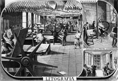 イタリア・ミラノのリトグラフ部門、トレベス兄弟の事務所、クイント・チェンニ（1845-1917）のイラスト（L