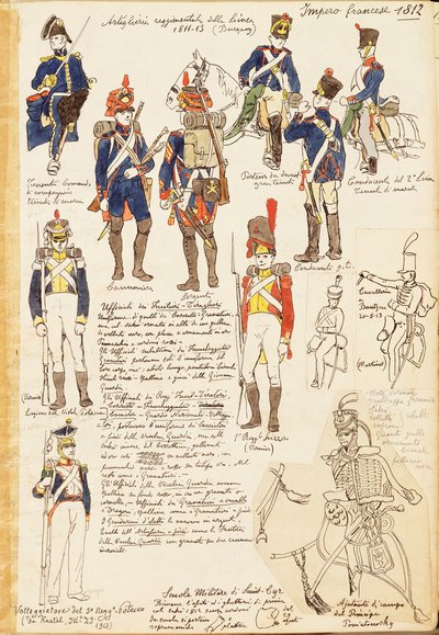 フランス王国の砲兵隊の制服、クイント・チェンニ著、カラー版 作： Quinto Cenni