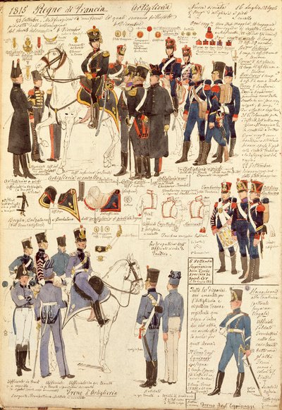 フランス王国の砲兵隊の制服、クイント・チェンニ著、カラー版 作： Quinto Cenni