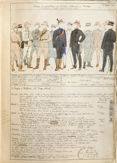 エリトリアに駐留するイタリア王国植民地軍の王立部隊の制服（カラー版、Quinto Cenni撮影 作： Quinto Cenni