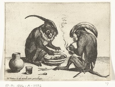 二匹の猿の煙管 猿に代表される人間の様々な営み（連載タイトル） 世界のモンキーゲーム（シリーズタイトル） 作： Quirin Boel