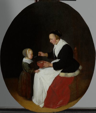 子供にお粥をあげる母親 作： Quiringh Gerritsz. van Brekelenkam