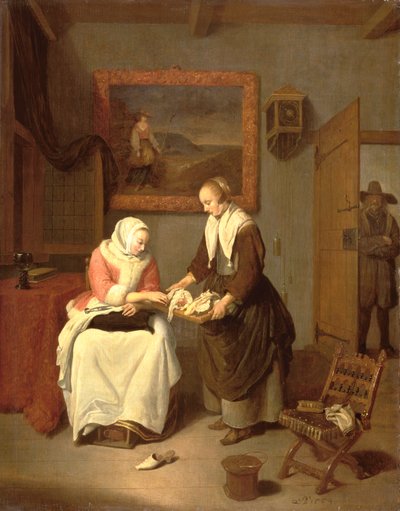 魚を選ぶ女性のいるインテリア 作： Quiringh Gerritsz. van Brekelenkam