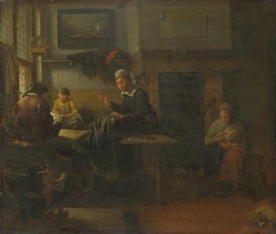 テーラーショップのインテリアc。 1660 作： Quiringh Van Brekelenkam