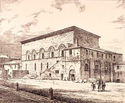 イタリア・オルヴィエートの教皇の宮殿跡、W.Mackenzie出版の「12世紀から15世紀までのフランスとイタリアの自治体、商業、街路建築の例」より 作： R. (after) Anderson