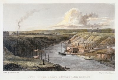 サンダーランド鉄橋の上の摩耗、c1829。 作： R Francis