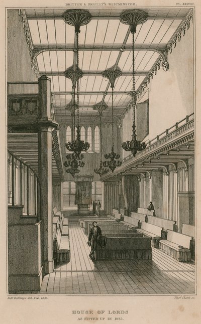 1835年に設置されたロンドンのウェストミンスターの貴族院 作： R. W. Billings