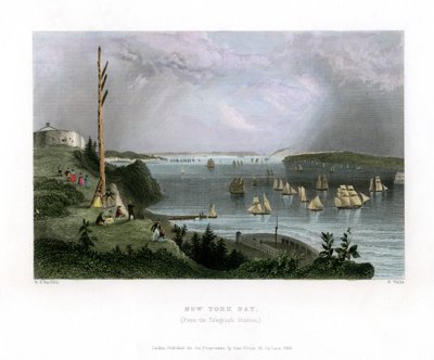 1838年に米国の電信局から見たニューヨーク湾。 作： R. Wallis