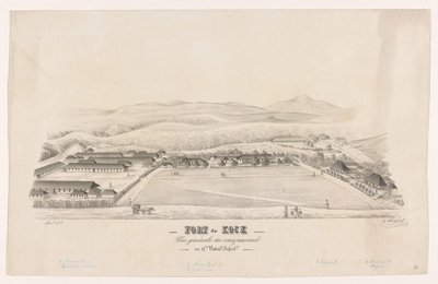 フォート デ コックの眺め Fort de Kock / Vue générale du campemente / du 17de Batail.on Infant.rie (オブジェクトのタイトル) 作： R. Walthert (signed by artist)