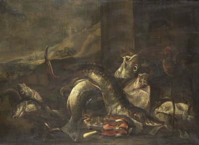 魚のある静物 作： R. van Burgh