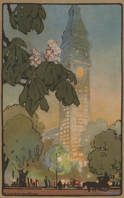 夏の夜のメトロポリタン タワー、1914 年。 作： Rachael Robinson Elmer