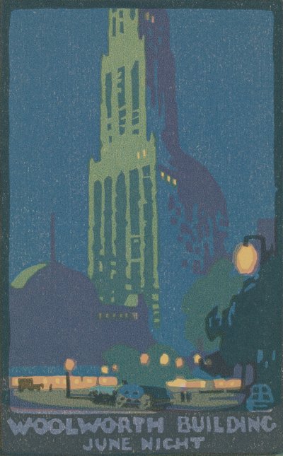 ウールワース ビル、1916 年 6 月の夜。 作： Rachael Robinson Elmer