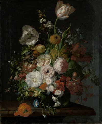 ガラス花瓶の花のある静物 作： Rachel Ruysch