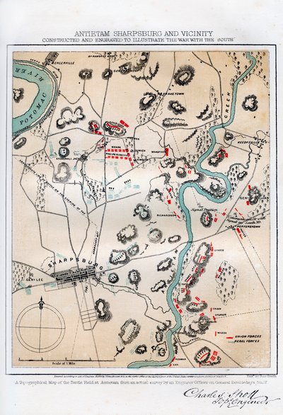 アンティータム、シャープスバーグとその周辺、メリーランド州、1862 1862-1867 の地図。 作： Rae Smith